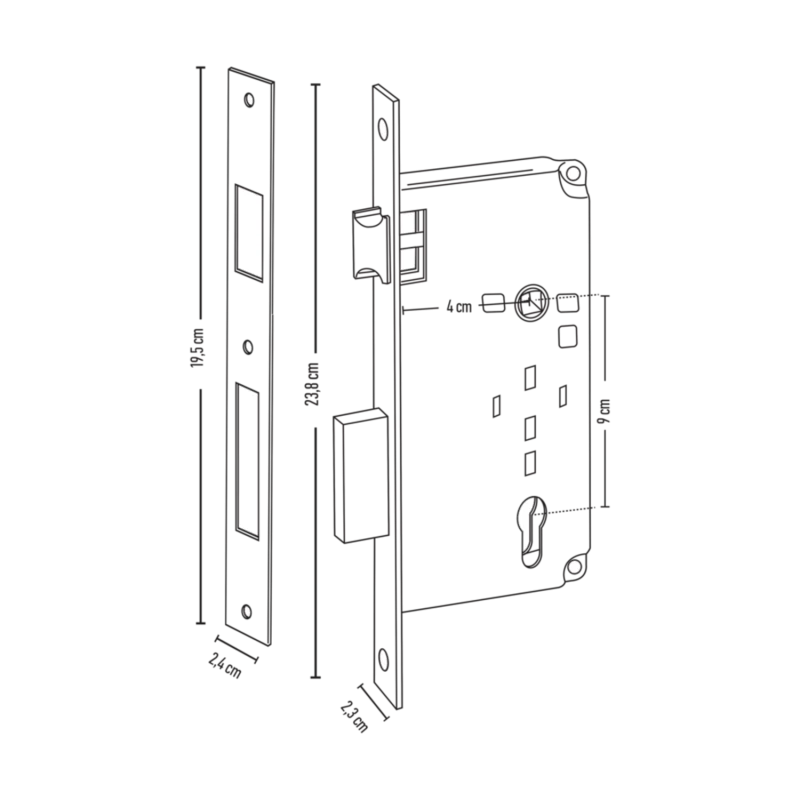 ΚΛΕΙΔΑΡΙΑ ΜΕΣΟΠΟΡΤΑΣ ΙΣΙΑ 40/90 ΝΙΚΕΛ AGB 37364